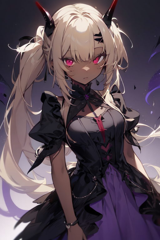 Anime girl with two hair colors blonde and black