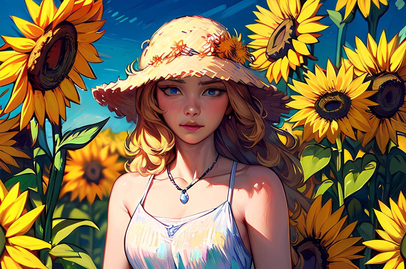 AI Art: Haley in the sunflowers por @Press | PixAI