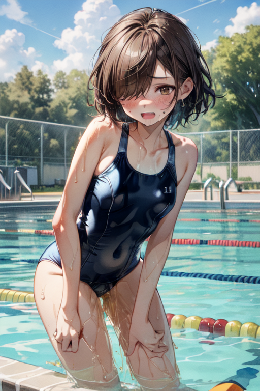 AI Art Girl peeing in the pool 2 by Moger PixAI