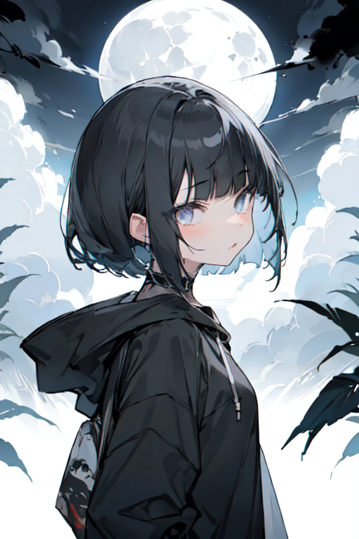 Anime girl in black sales hoodie