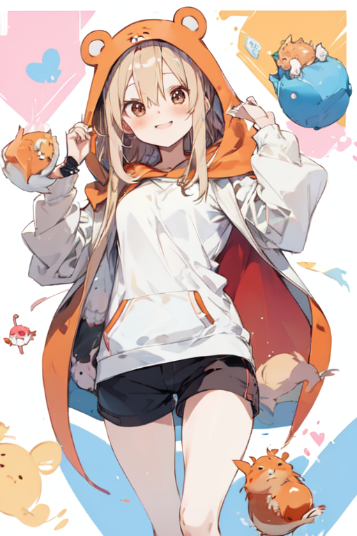 Anime girl with hamster hoodie outlet