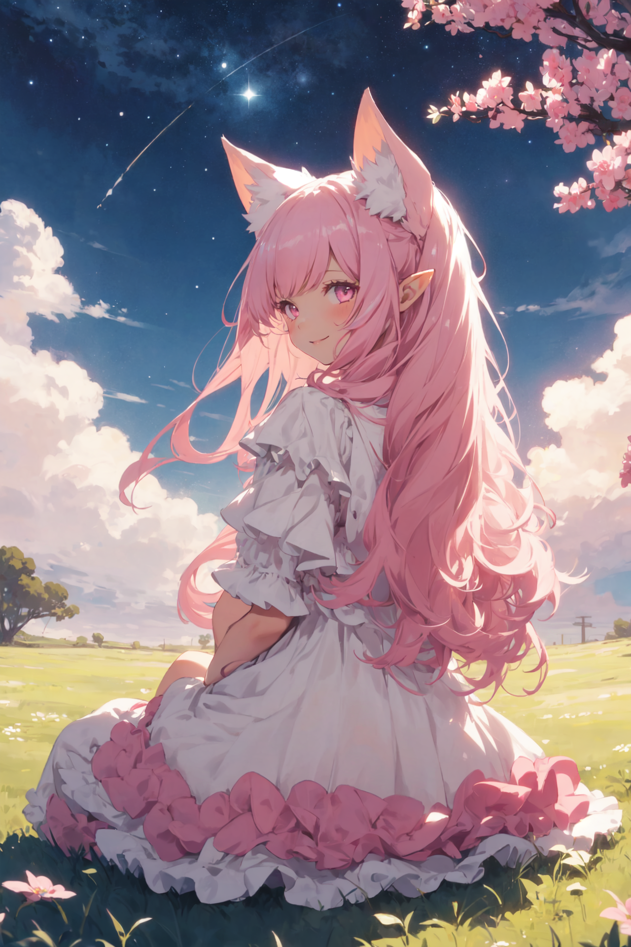 Flowy Natural Wavy Anime Messy Hair Pink