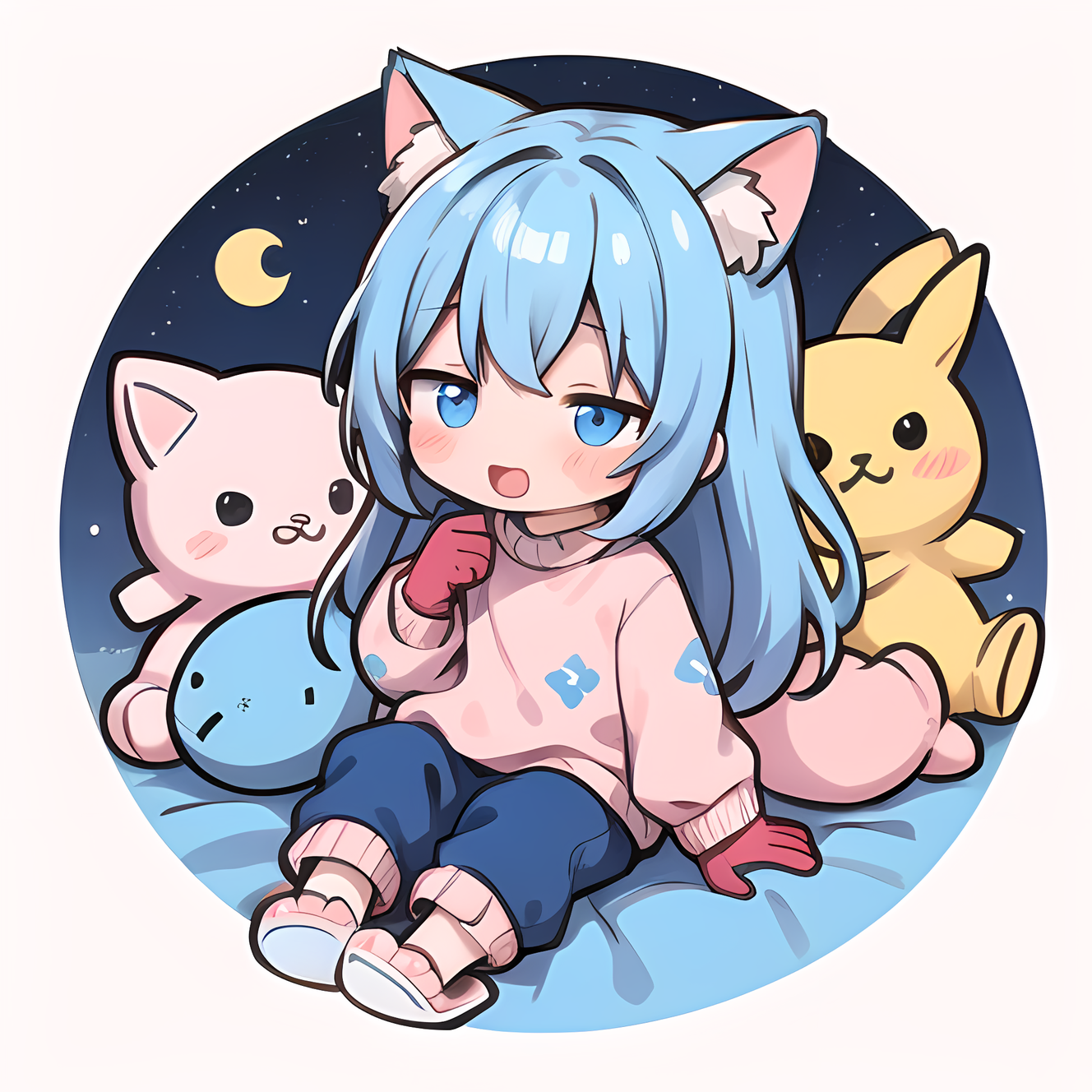 anime cat girl in blue' Sticker