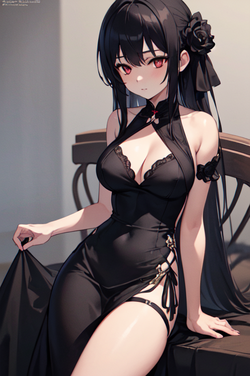 Anime girl in a dark dress AI generated image - Stock Illustration  [98559085] - PIXTA