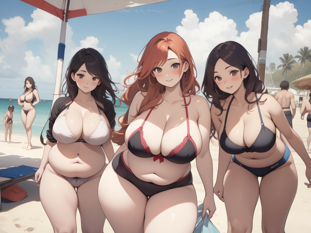 AI Art: Stunning curvy girls ion beach by @King Waifu NSFW | PixAI