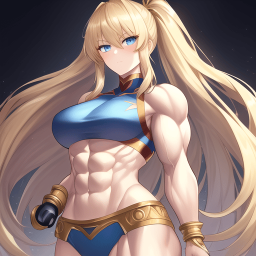 Anime Muscular Female with Huge Breasts and Blond Hair · Creative Fabrica