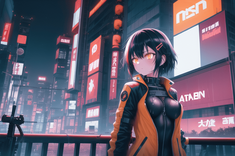 Katana Anime Girl Neon 4k 