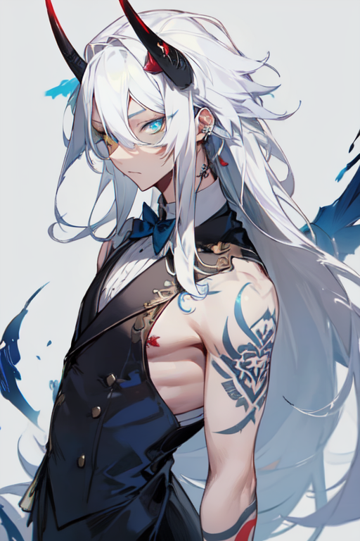 anime butler with white hair