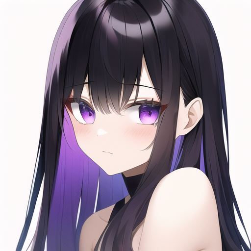 Anime girl with black deals hair and purple eyes