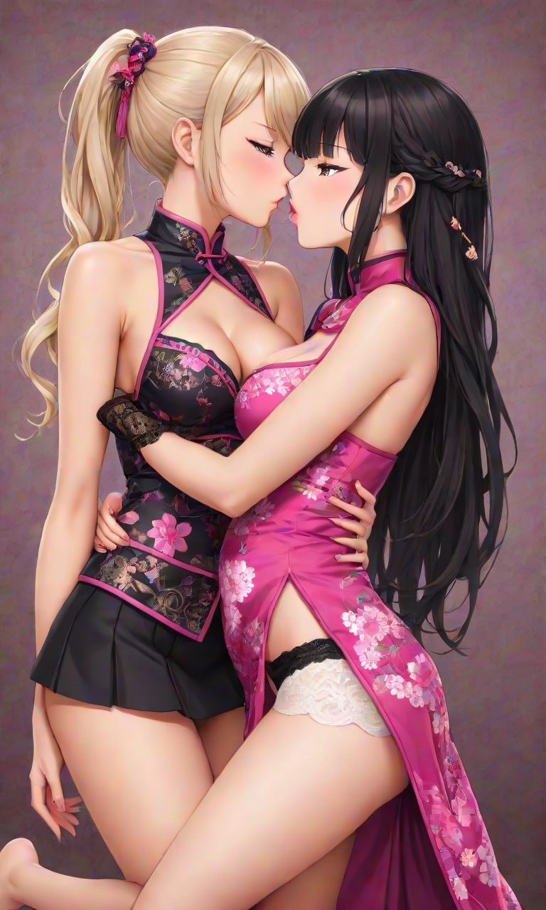 AI Art: Asian girl pleasures a blonde by @Anonymous | PixAI