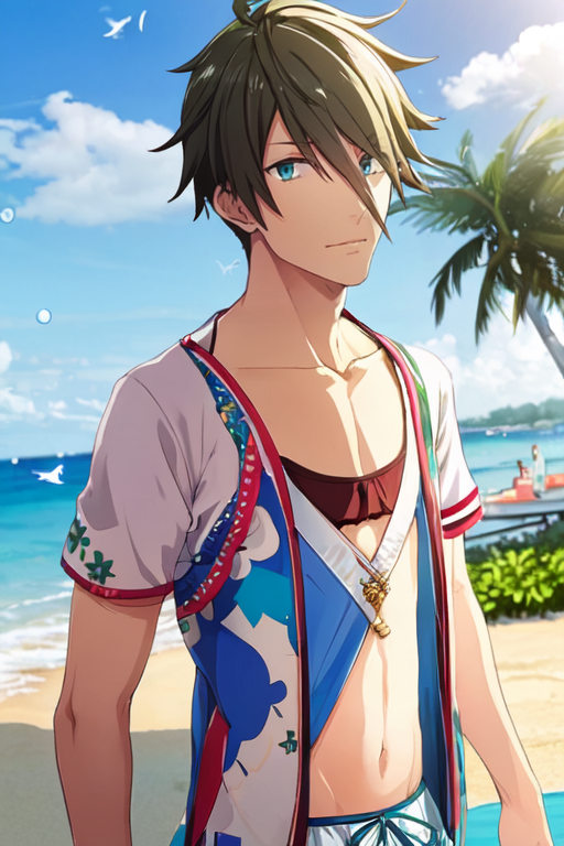 Premium AI Image  Artistic image of Boy anime on the beach