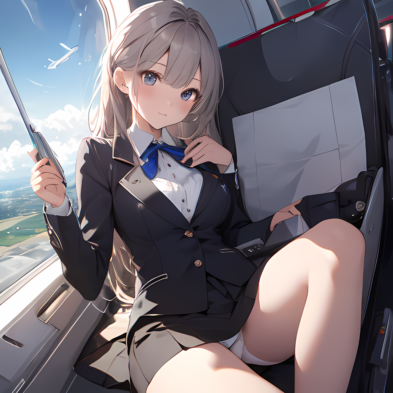 AI Art: パンチラCAさん（Cabin Attendant Panty Shot） by @ponu2 | PixAI