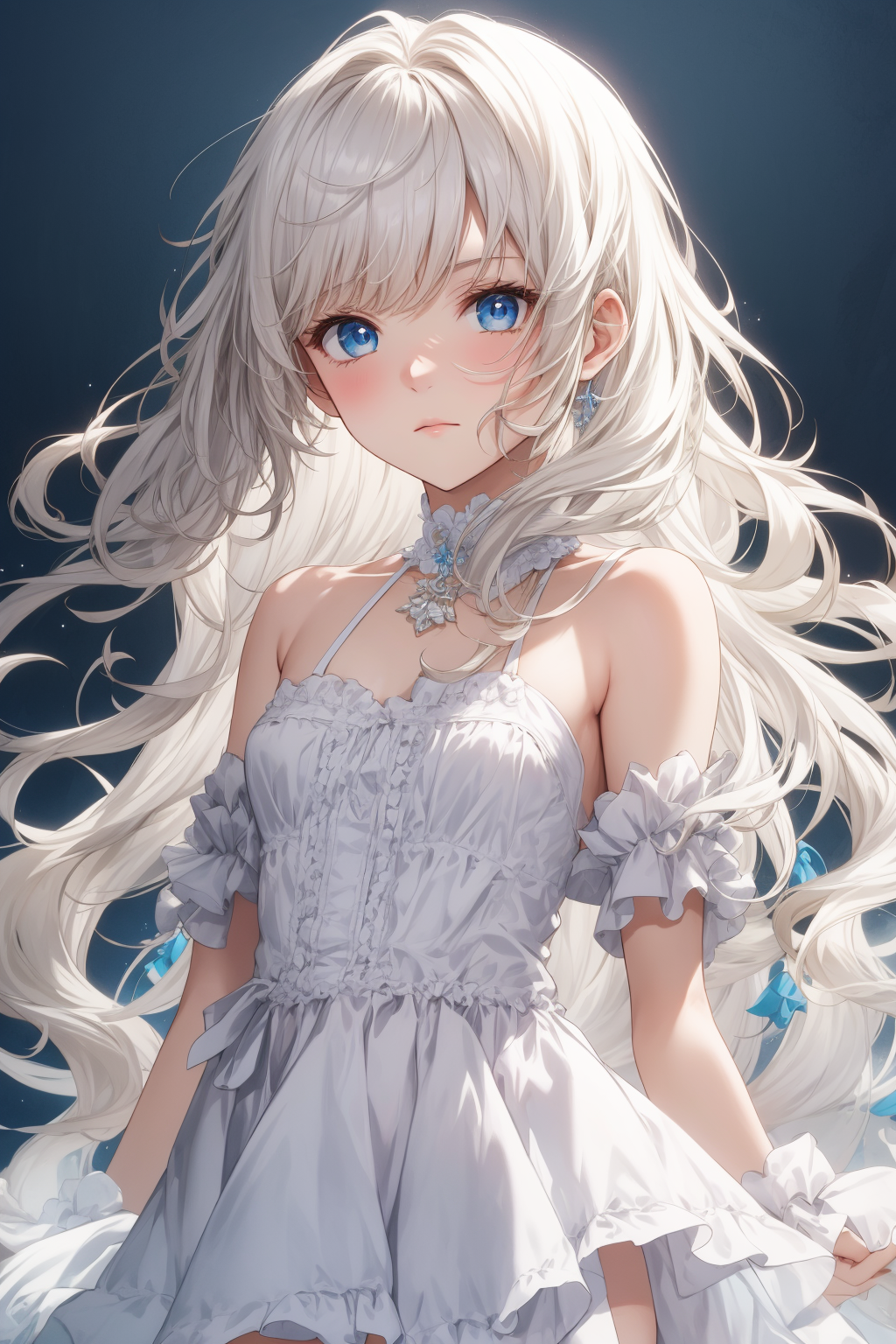 Anime girl with short messy white hair