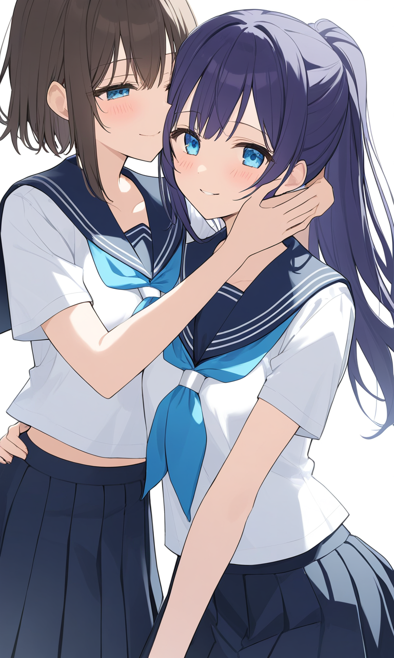 AI Art: A Playful Moment Between Kasaki Nozomi and Yoroizuka Mizore in  Their School Uniforms by @BrightDancerJr. | PixAI