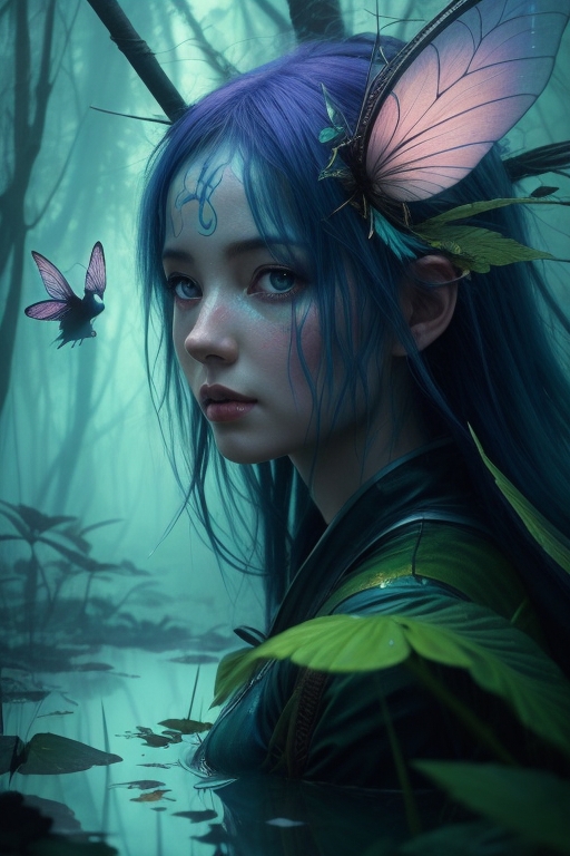 AI Art: Fairy in a Swamp #4 by @Futarofutaro