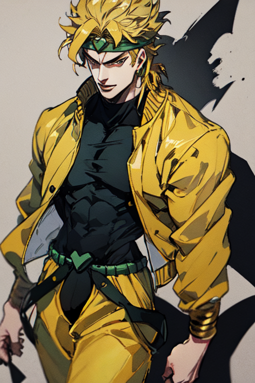Jojo Dio Brando With A Mask Wearing Man On Back With Back Of Yellow And  Grean Heart Anime, HD wallpaper