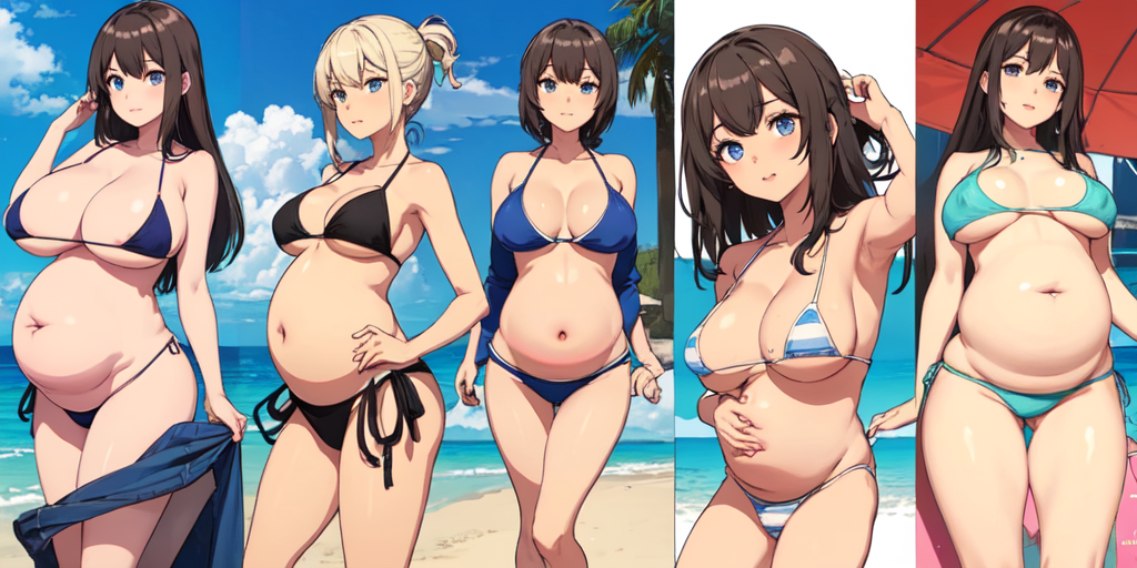 AI Art chubby bikini girls by BellyFan PixAI