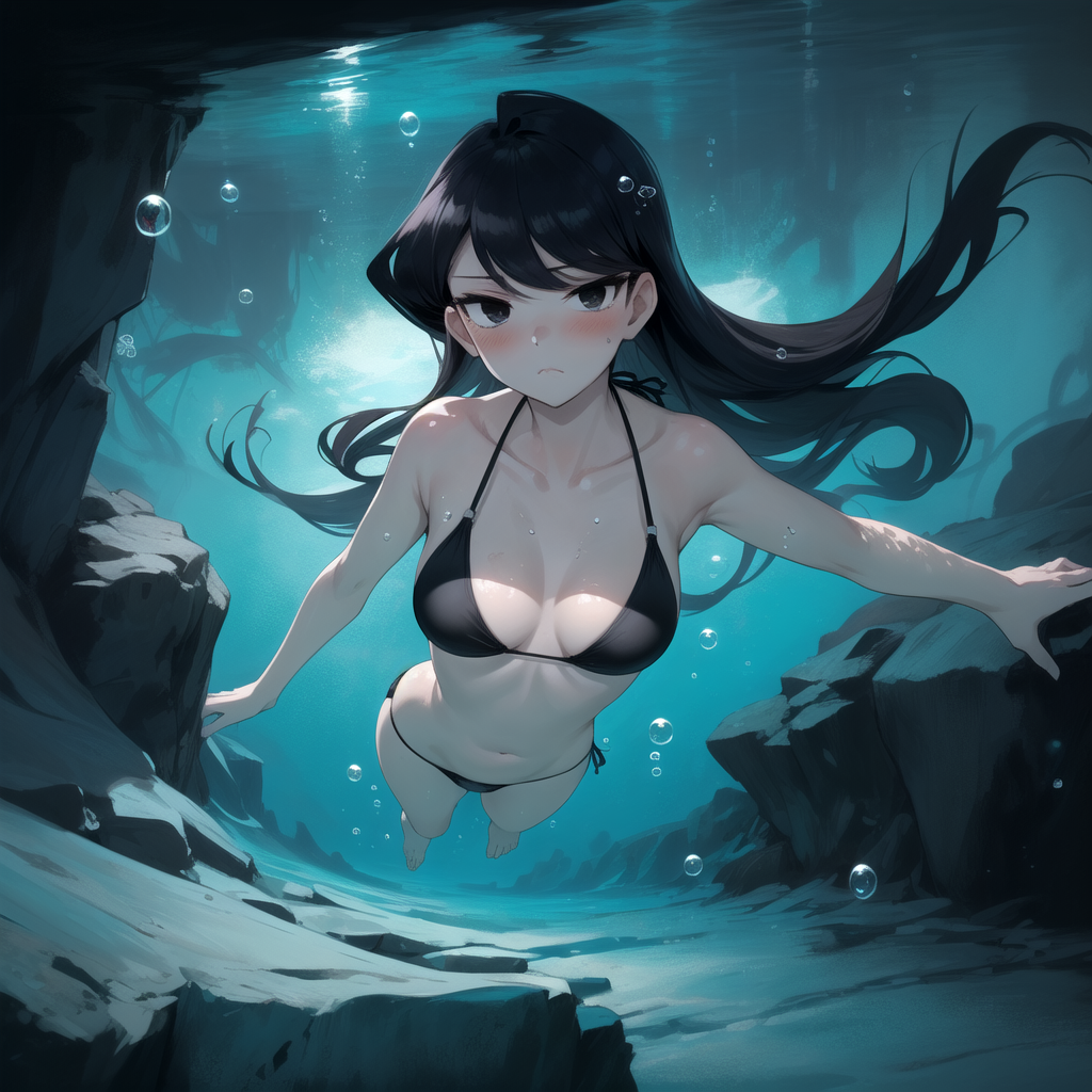 AI Art: Komi san exploring underwater cave by @Tommy | PixAI