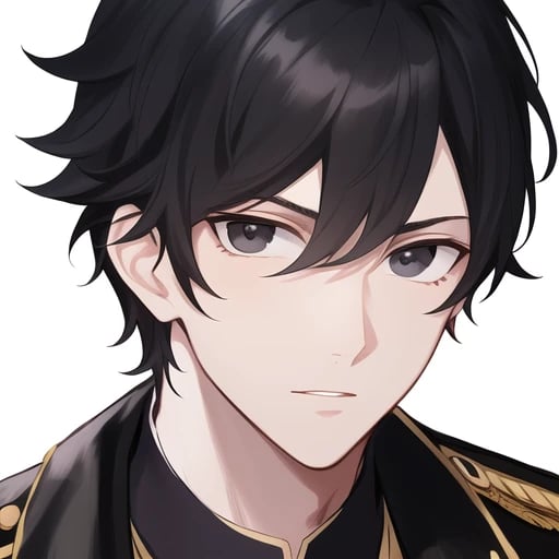 anime profile picture with black hair with black eye