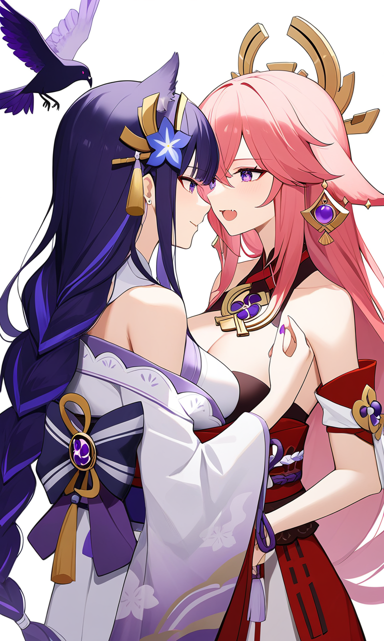 AI Art: The Charming Bond of Raiden Shogun and Yae Miko by  @SlySilverDancerIX | PixAI