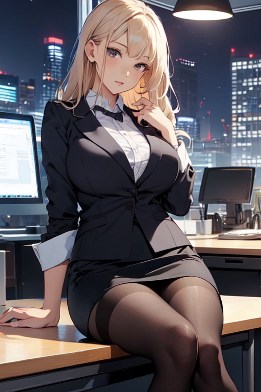 Big-breasted beautiful woman in a tight-fitting suit 3: AI Big