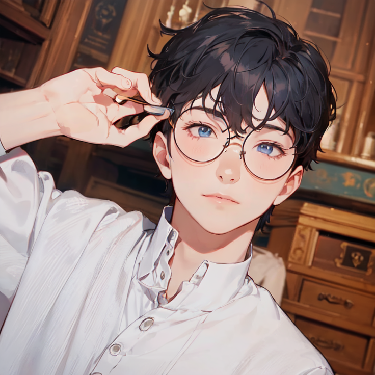 Boy with cheap round glasses