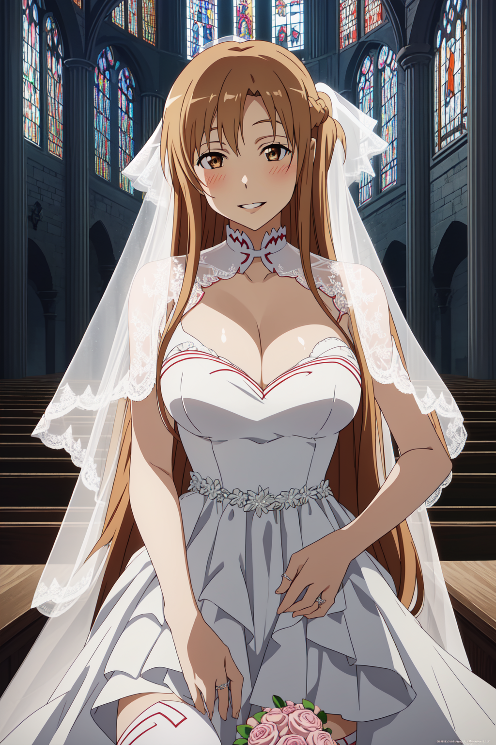 AI Art Asuna Stacia in wedding dress at the church by hta PixAI