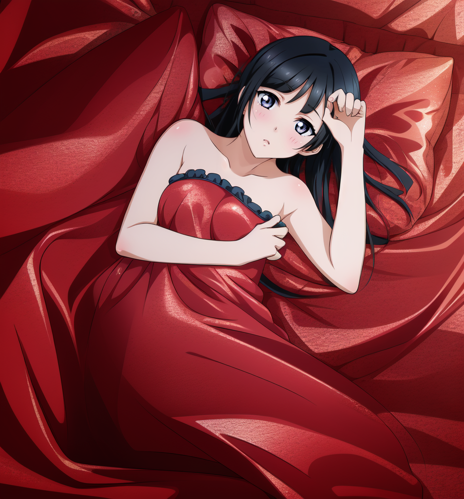 AI Art: Setsuna Sexy in Red Sheets by @Muhammad Egil Zulqadri | PixAI