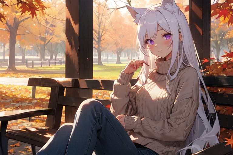 Anime Girl Cute White Long Hair Love - Playground