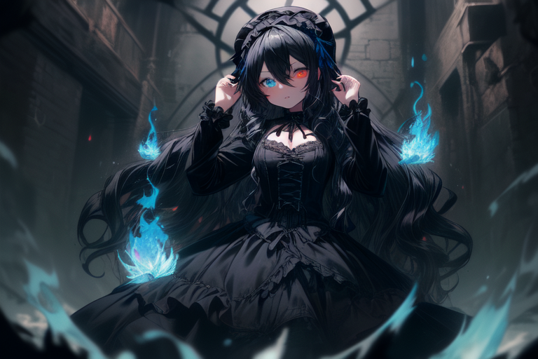 original characters, solo, blue eyes, anime, anime girls, artwork, digital  art, fan art, Gothic