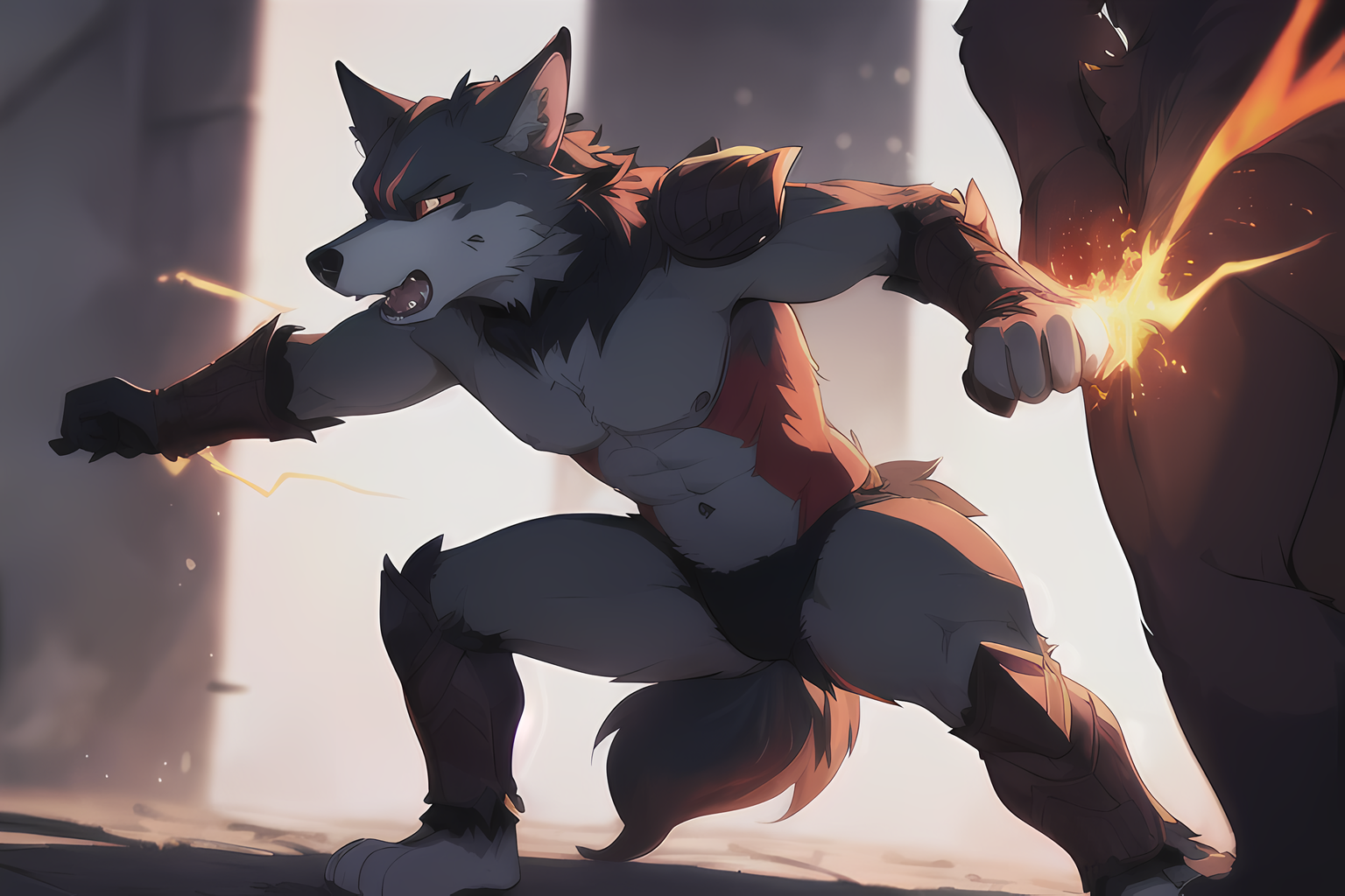 AI Art: Powerful Furry Wolf by @Kesin60