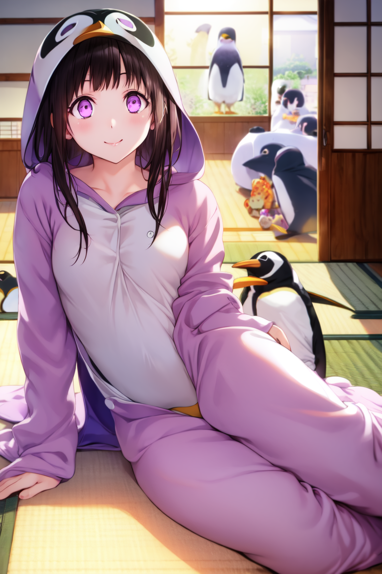 Anime girl discount in penguin onesie