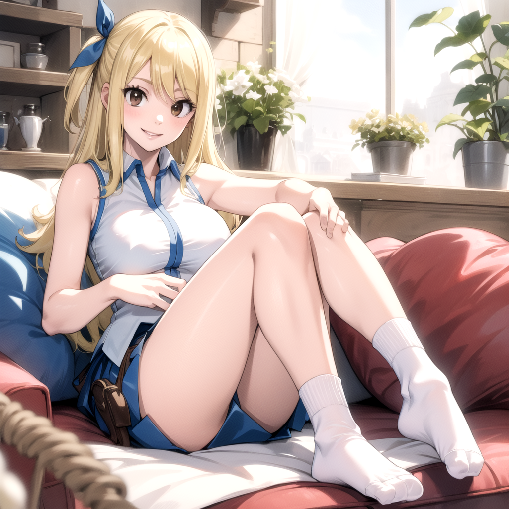 AI Art: Lucy relaxing on the couch by @Zelestia | PixAI