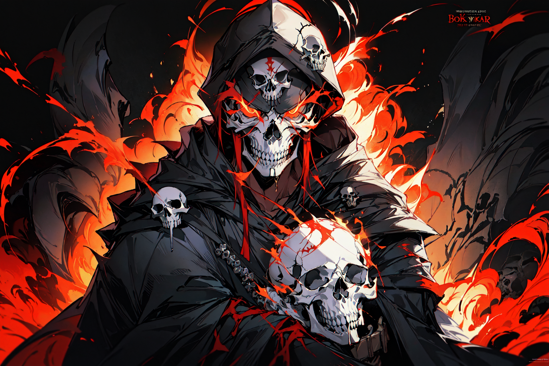 Premium AI Image  A dark anime character with a skull on his face