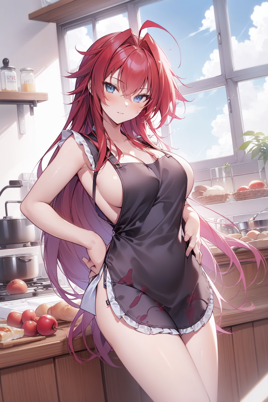 AI Art: Rias Gremory - Naked Apron 02 by @Crimson Dragon | PixAI