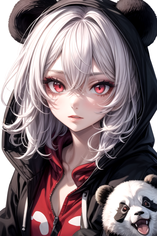 Anime girl store with panda hoodie