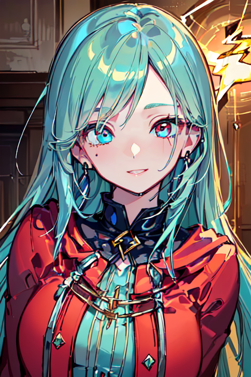 long hair, blue hair, blue eyes, looking at viewer, Mahou Shoujo