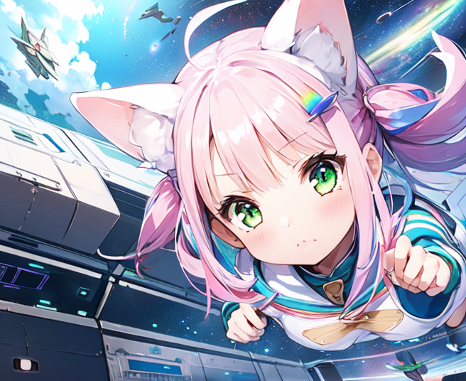 AIイラスト: Space cat girl 01 作者 @SUAMA | PixAI