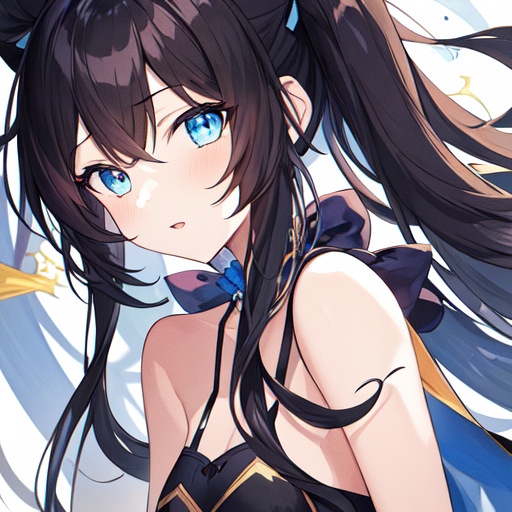 ai art,oil painting,character design,cute,blue eyes,black hair