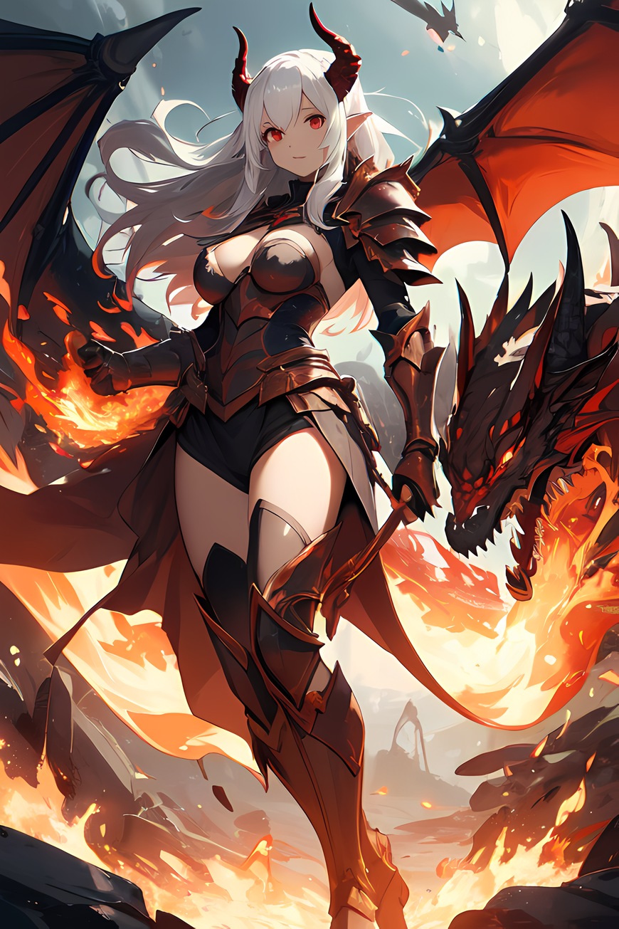 AI Art: demon dragons Girl by @michael hoi