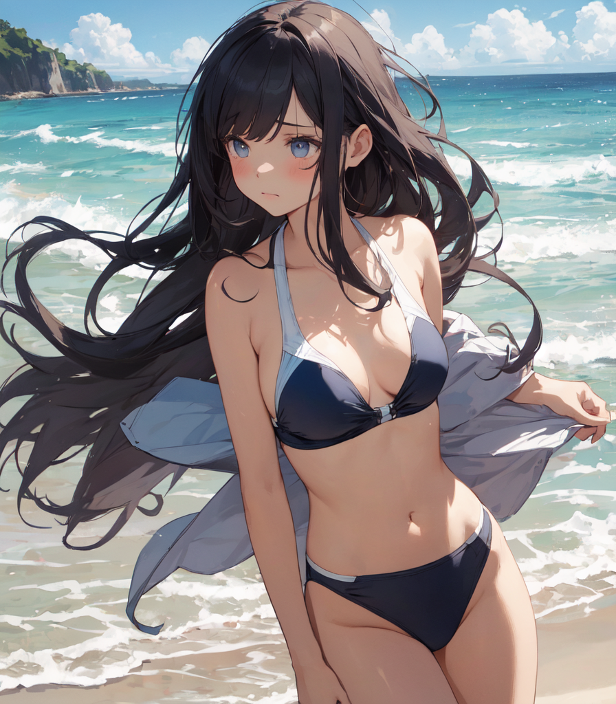 AI Art: At the beach (ビーチで) by @Custom (カスタム) | PixAI