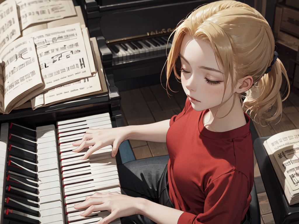 AI Art: blind and piano by @big Love Hentai | PixAI