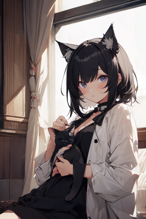 Arte AI: Cat girl friend / 猫彼女 por @鳴