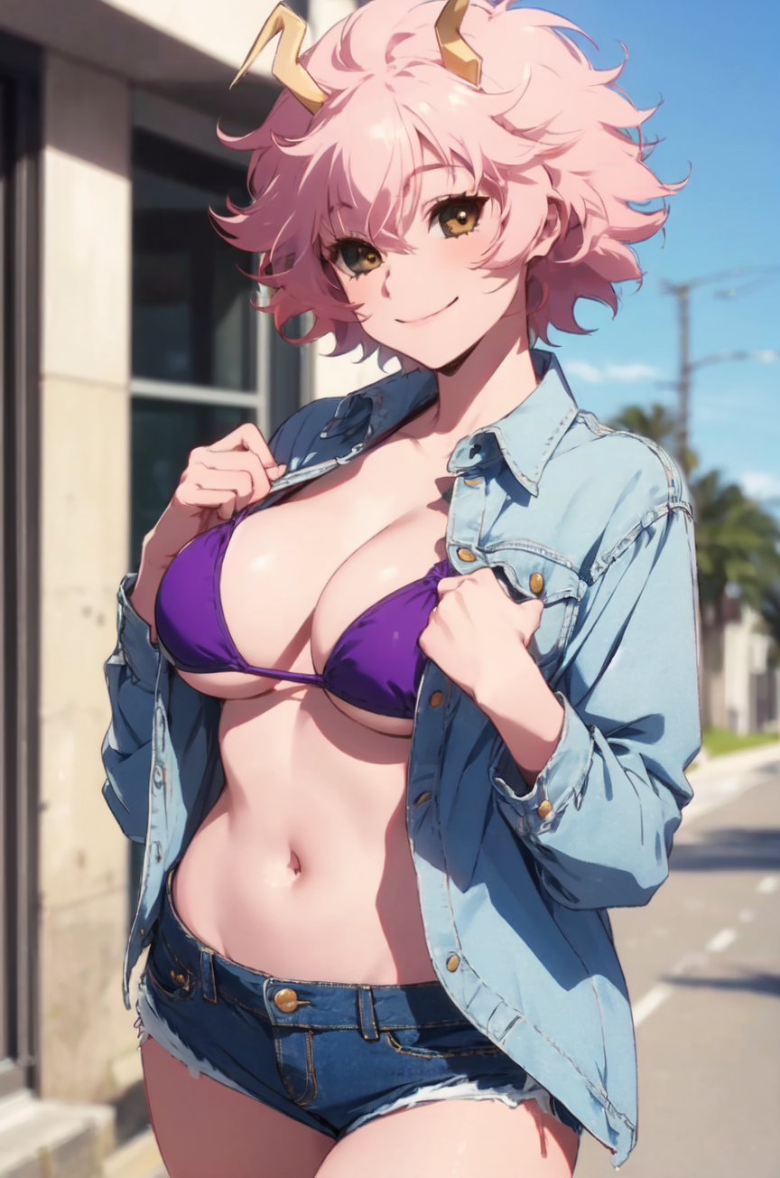 AI Art: Mina Ashido at the beach by @wlliamson53 | PixAI