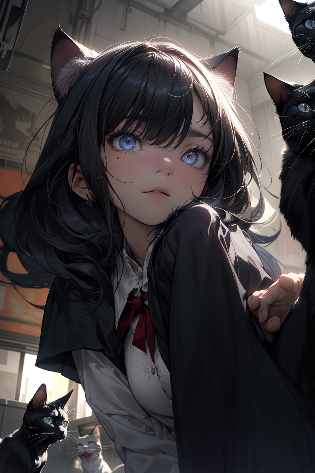 AI Art Black Neko Girl by hon PixAI