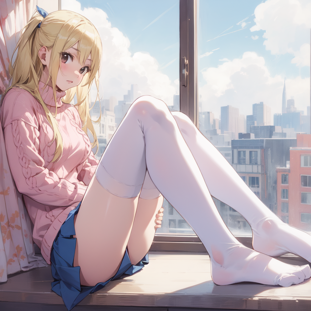 AI Art: Lucy Heartfilia by the window by @Zelestia | PixAI