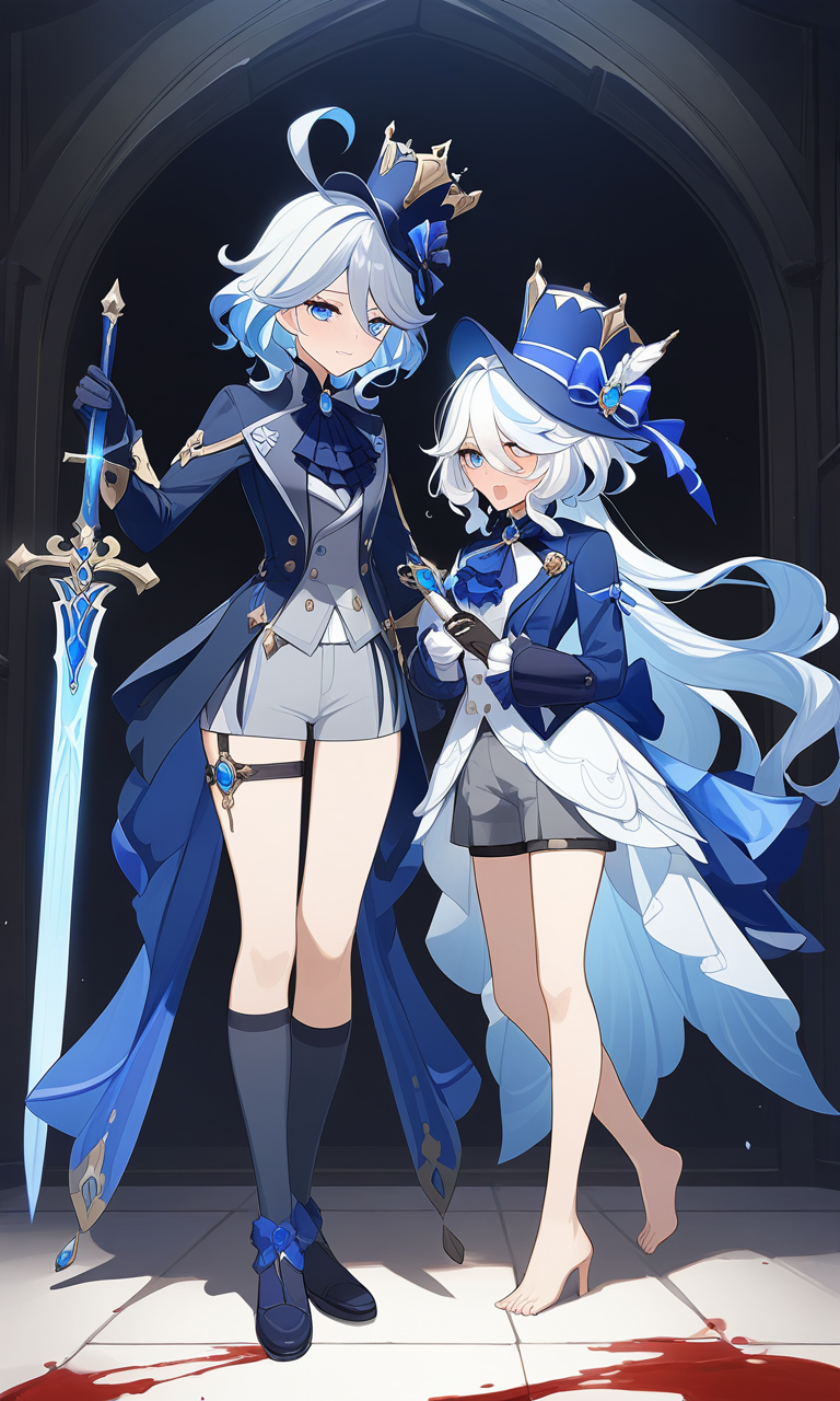 AI Art: Focalor and Furina in their Blue-themed Genshin Impact Outfits by  @GentleGoldDancerJr. | PixAI