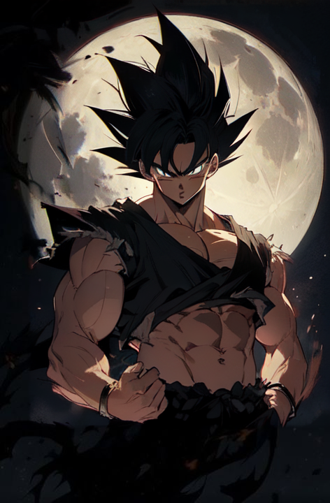 Goku Anime Boy Dark Art Black Background 4K HD Dragon Ball