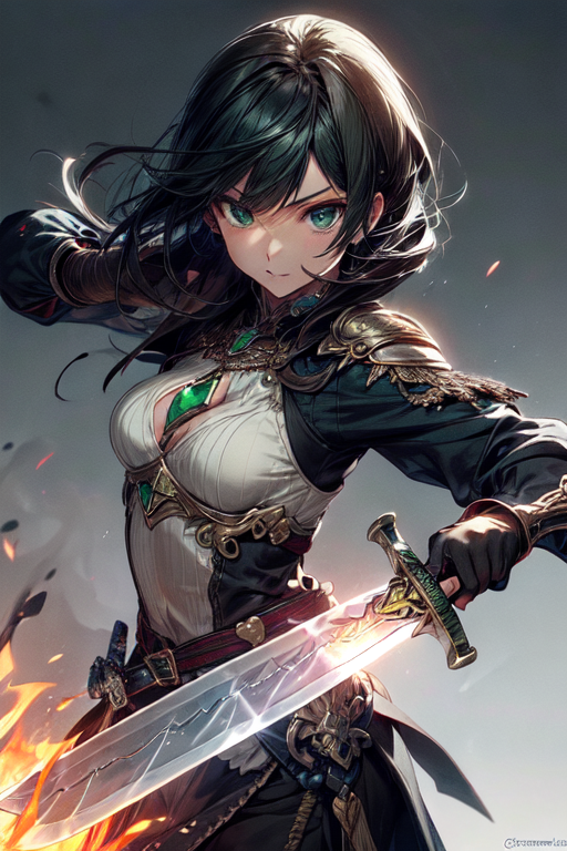 AI Art: Anime girl with a sword by @Dark07