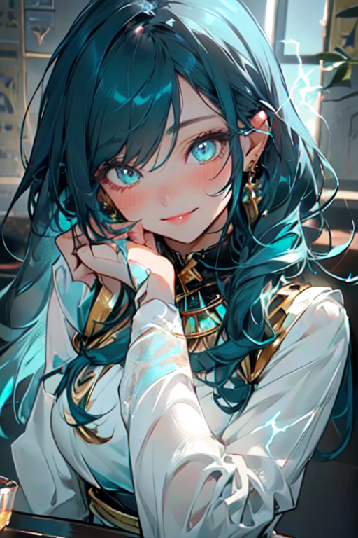 long hair, blue hair, blue eyes, looking at viewer, Mahou Shoujo